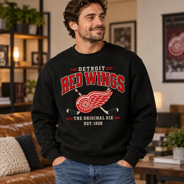 Detroit Red Wings Original Six Premium Embroidered Hockey Hoodie – EST. 1926 Vintage Heritage Sweatshirt