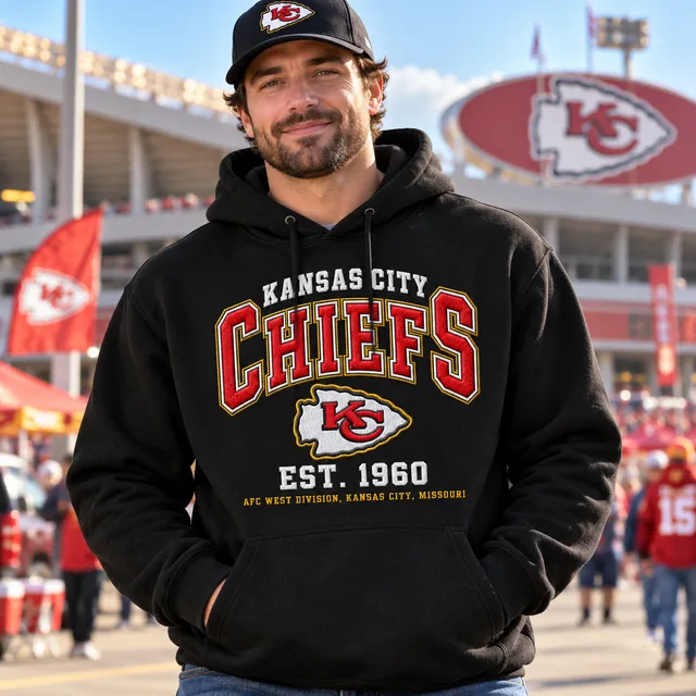 Kansas City Chiefs Premium Embroidered Football Hoodie – EST. 1960 Vintage Heritage Sweatshirt