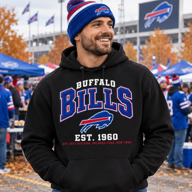 Buffalo Bills Premium Embroidered Football Hoodie – EST. 1960 Vintage Heritage Sweatshirt