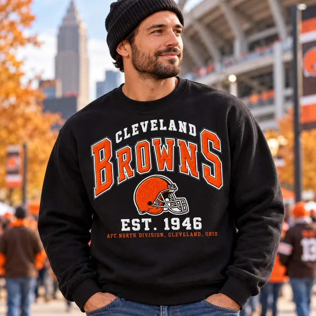 Cleveland Browns Premium Embroidered Football Hoodie – EST. 1946 Vintage Heritage Sweatshirt