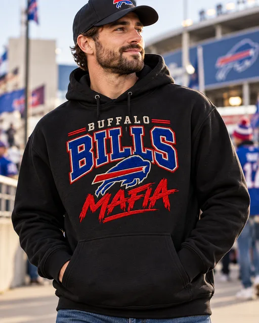 Buffalo Bills Mafia Premium Embroidered Football Hoodie – Vintage Buffalo Fan Sweatshirt