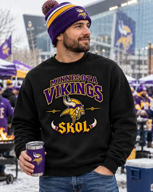 Minnesota Vikings SKOL Premium Embroidered Football Hoodie – Vintage Minnesota Fan Sweatshirt
