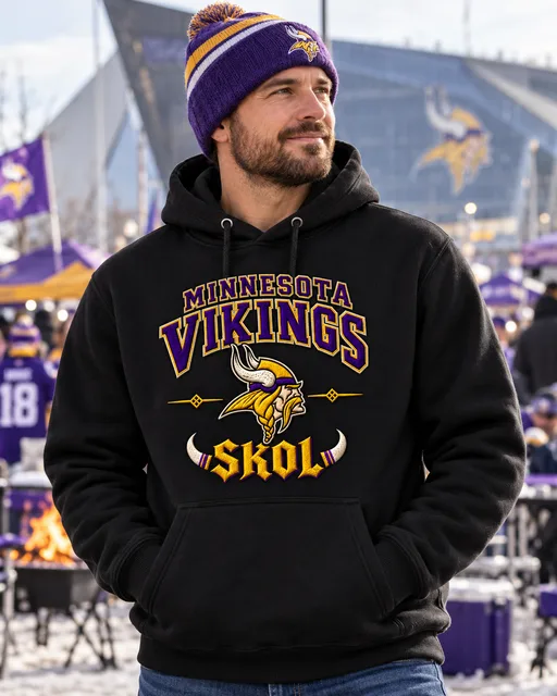 Minnesota Vikings SKOL Premium Embroidered Football Hoodie – Vintage Minnesota Fan Sweatshirt