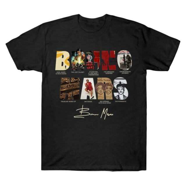Bruno Mars Discography Album Eras Graphic Tee