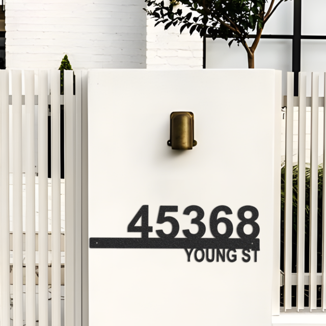 Horizontal Street Number & Name Metal Sign Outdoor, Custom Name Sign, House Number Plaque, Metal Address Sign, Beach House Signs