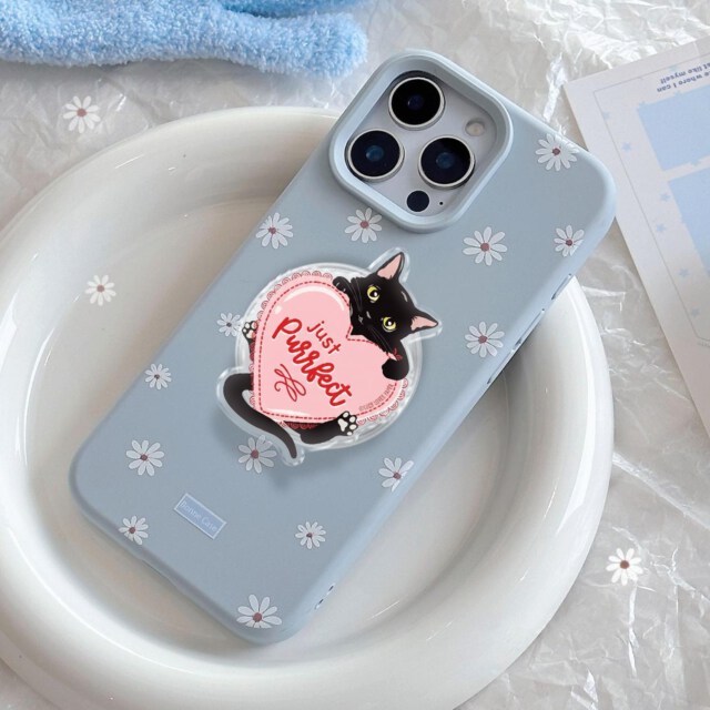 Romantic Black Cat Magnetic Phone Grip