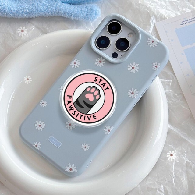 Funny Stay Pawsitive Magnetic Phone Grip