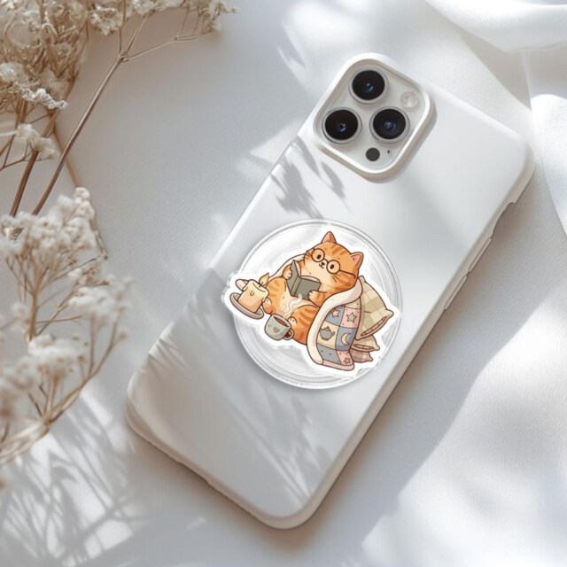 Cute Reading Cat Magnetic Phone Grip