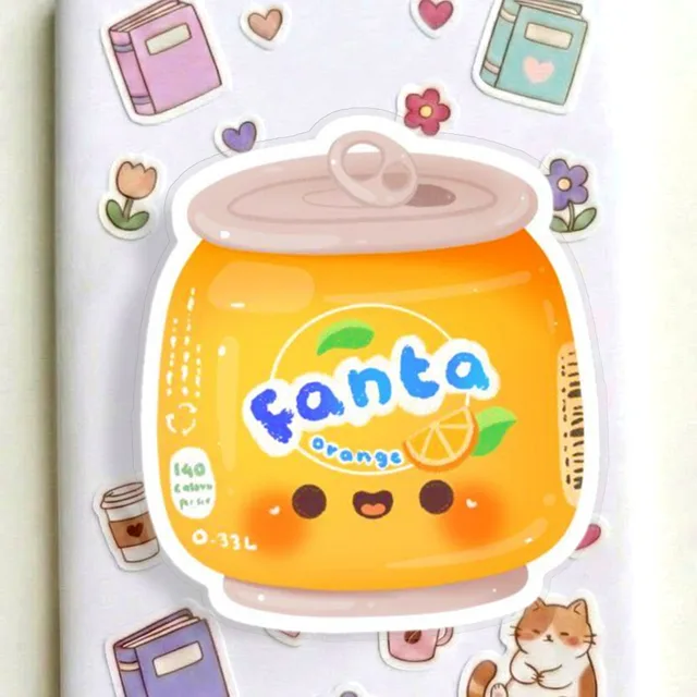 Kawaii Orange Soda Can Graphic Tee, Cute Smiling Cartoon Beverage Print for Men Women Teens, Soft Cotton Casual Top