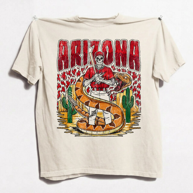 Arizona Baseball Team Skeleton Vintage 90s Comfort Color Tshirt