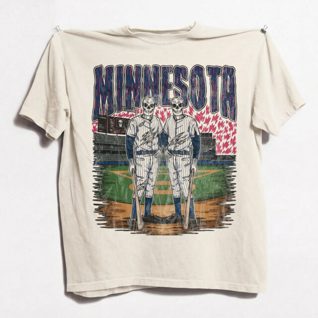 Minnesota Baseball Team Skeleton Vintage 90s Comfort Color Tshir