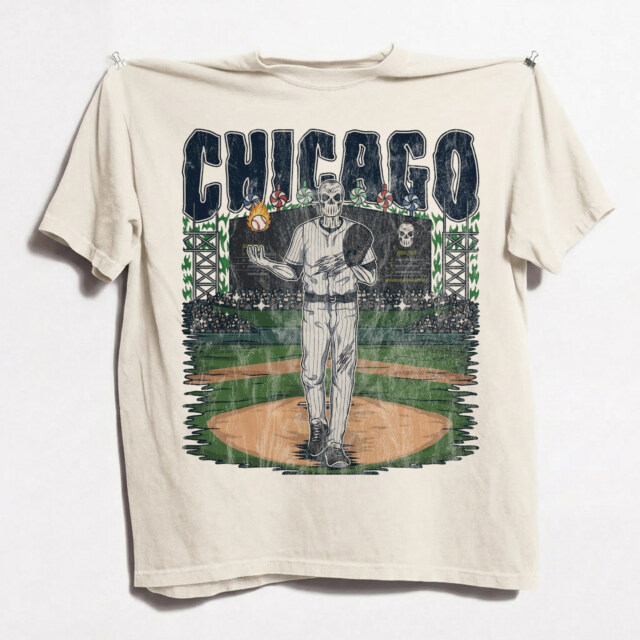 Chicago Baseball South Side Team Skeleton Vintage 90s Comfort Color Tshir