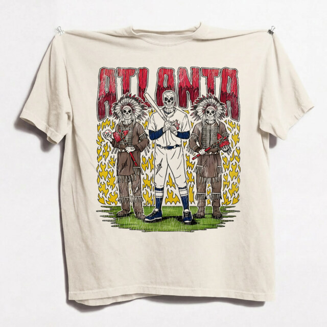 Atlanta Baseball Team Skeleton Vintage 90s Comfort Color Tshirt