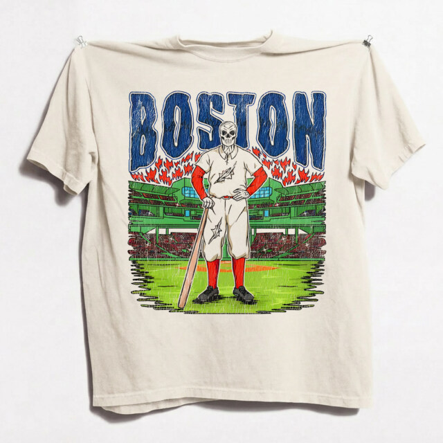 Boston Baseball Team Skeleton Vintage 90s Comfort Color Tshirt