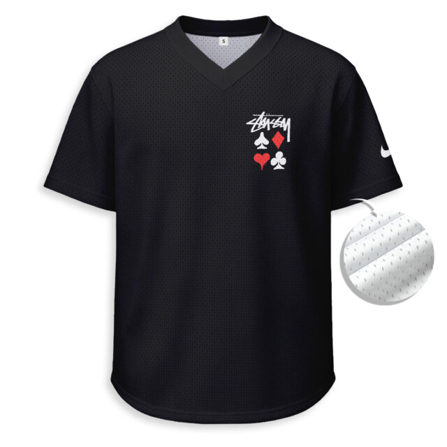 Stussy - Unisex Mesh T-shirt V-neck - Loose Fit