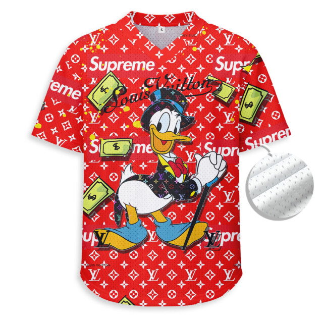 Donald Duck, LOUIS VUITTON - Unisex Mesh T-shirt V-neck - Loose Fit