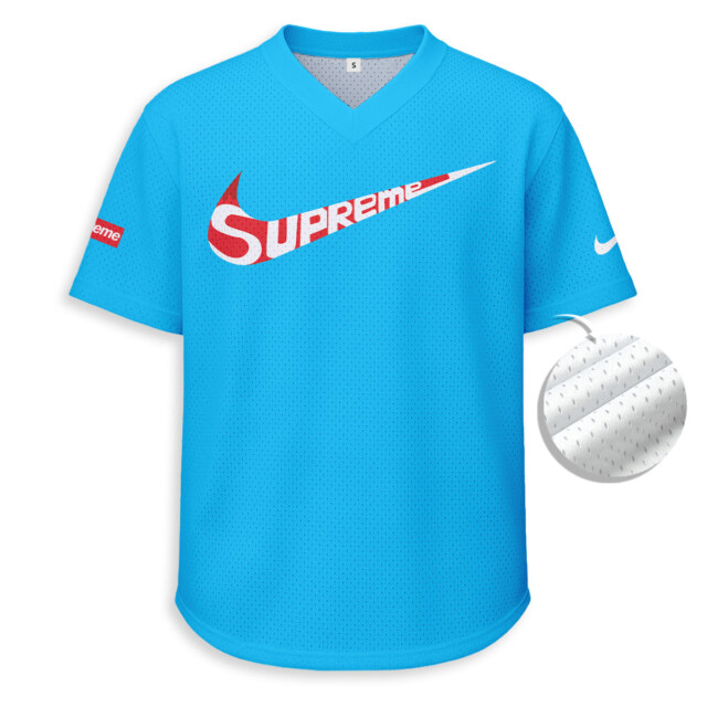 Supreme x Nike - Unisex Mesh T-shirt V-neck - Loose Fit