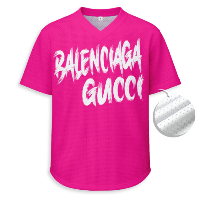 Balenciaga x Gucci - Unisex Mesh T-shirt V-neck - Loose Fit