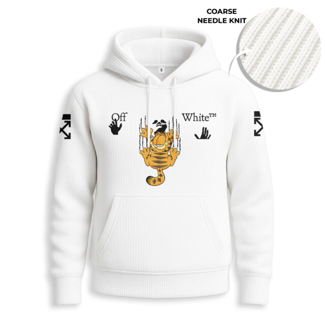 Garfield, OFF WHITE - Knitted Unisex Hoodie