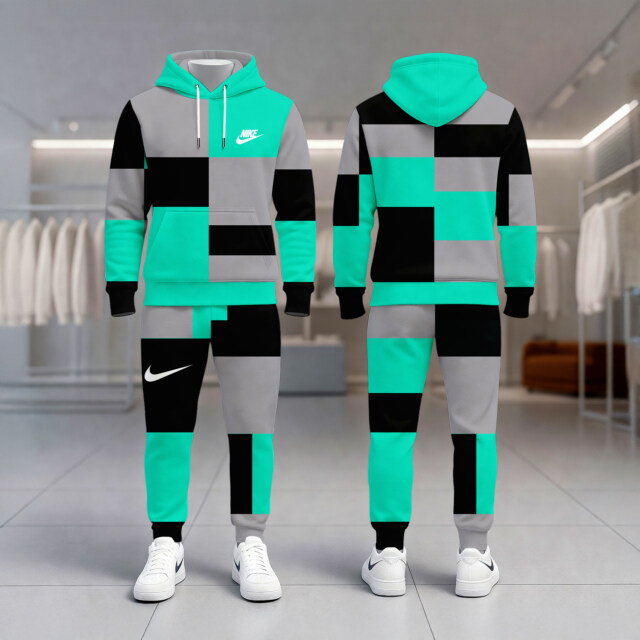 Nike Teal & Grey Colorblock - Hoodie & Joggers Set