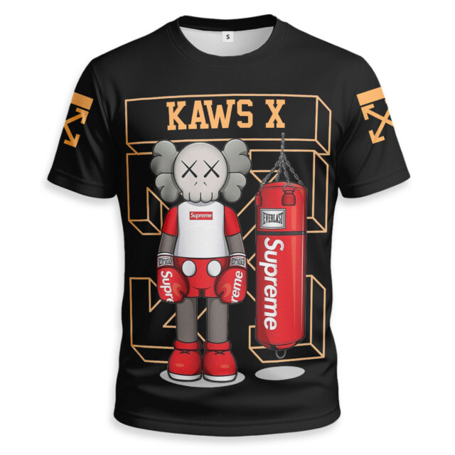OFF WHITE x SUPREME x Kaws Unisex T-shirt - Regular Fit