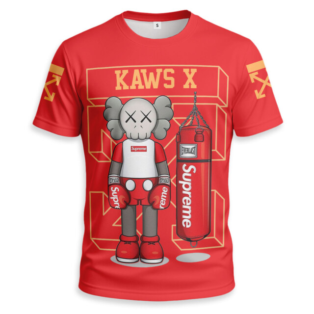 OFF WHITE x SUPREME x Kaws Unisex T-shirt - Regular Fit