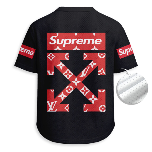 Off White x Supreme x Kaws - Unisex V-Neck Mesh Tee - Relaxed Fit