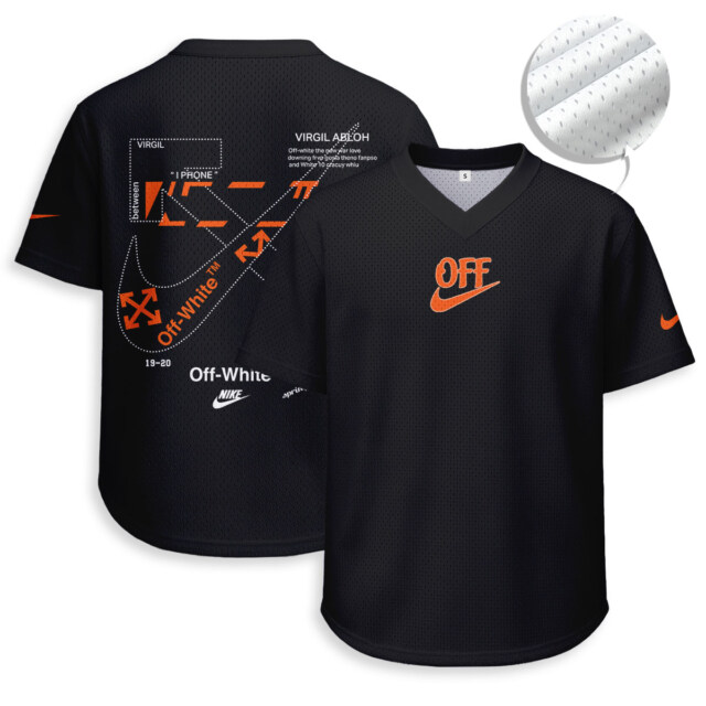Off White x Nike - Unisex V-Neck Mesh Tee - Relaxed Fit