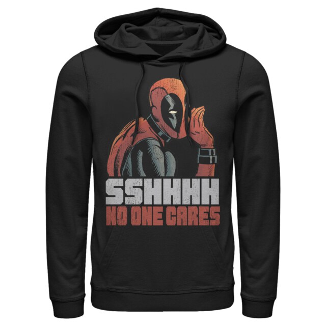 Men's Marvel Deadpool No One Cares  Adult Pull Over Hoodie