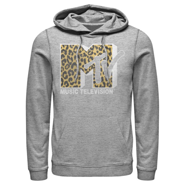 Men's MTV Cheetah Print Logo  Adult Pull Over Hoodie