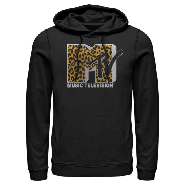Men's MTV Cheetah Print Logo  Adult Pull Over Hoodie