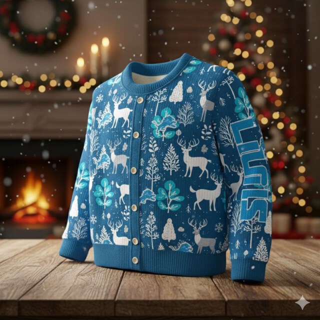 Stocktee Detroit Lions Christmas Limited Edition Spun-knit Button Sweater NEW157623