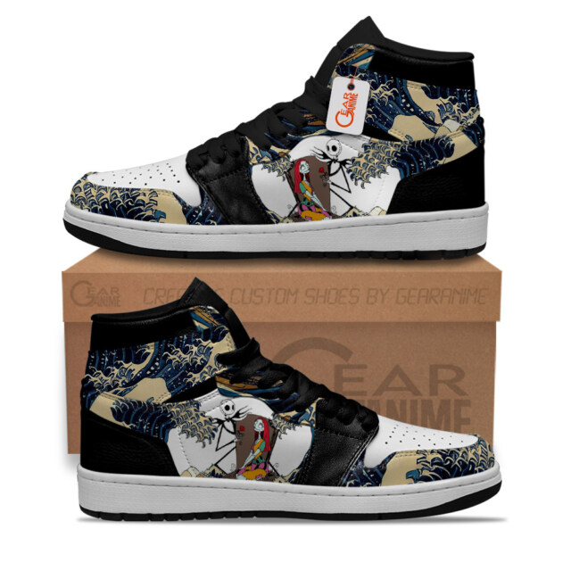 Jack and Sally Kanagawa Great Wave Air Jordan 1-Sneakers Custom Shoes