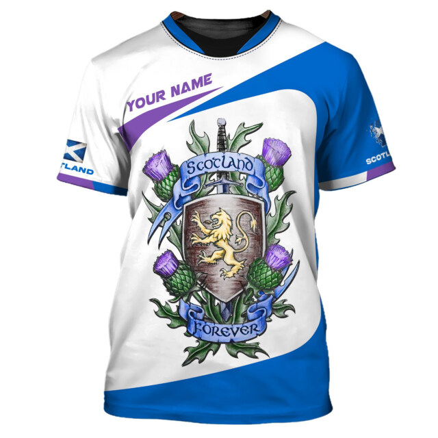 Scotland Personalized Thistle Lion Forever Scottish Shirt Scotland Flag