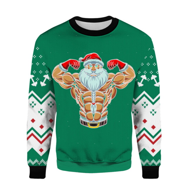 Ugly Sweater with Muscular Santa Claus – Fun and Style for the Holiday Season