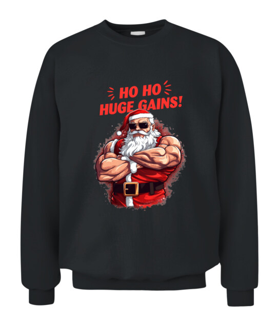 POD Sweatshirt Featuring Muscular Santa – A Unique Style for the Holiday Season