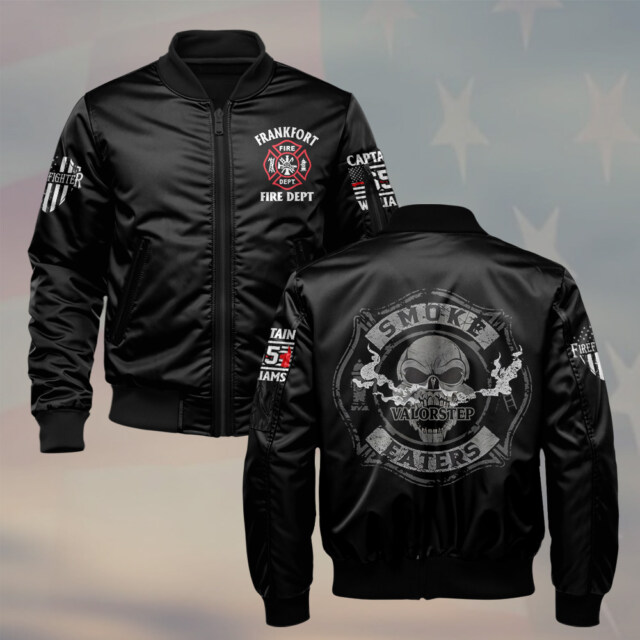 Custom Name, Dept, Rank & Number Smoke Eaters #DQH0140 - AOP Bomber Jacket