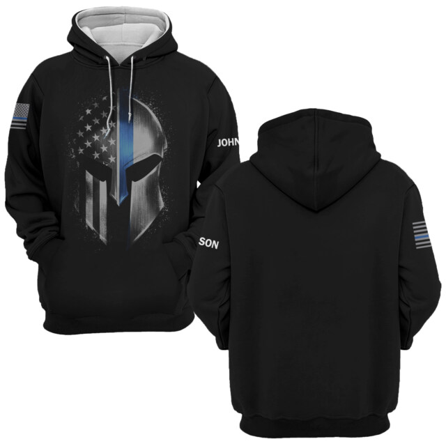 Custom Text Blessed Peacemakers Blue Line Flag #DQH0222 - AOP Hoodie