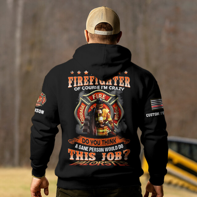 Custom Dept & Text Simple Man – Firefighter Who Believes in Jesus #DQH0083 - AOP Hoodie