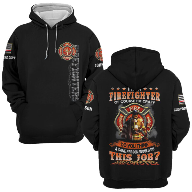 Custom Dept & Text Simple Man – Firefighter Who Believes in Jesus #DQH0083 - AOP Hoodie