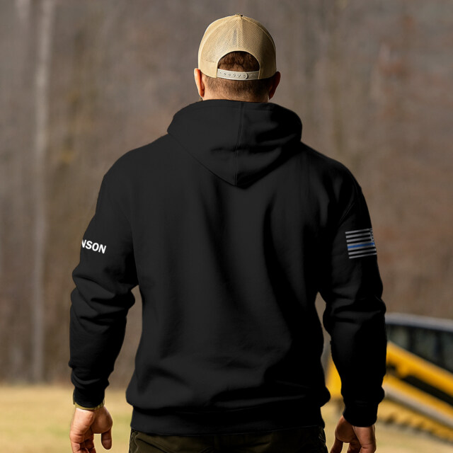 Custom Text Blessed Peacemakers Blue Line Flag #DQH0222 - AOP Hoodie