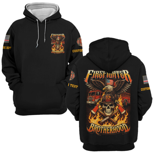 Custom Name & Dept Guardian Eagle Brotherhood - AOP Hoodie