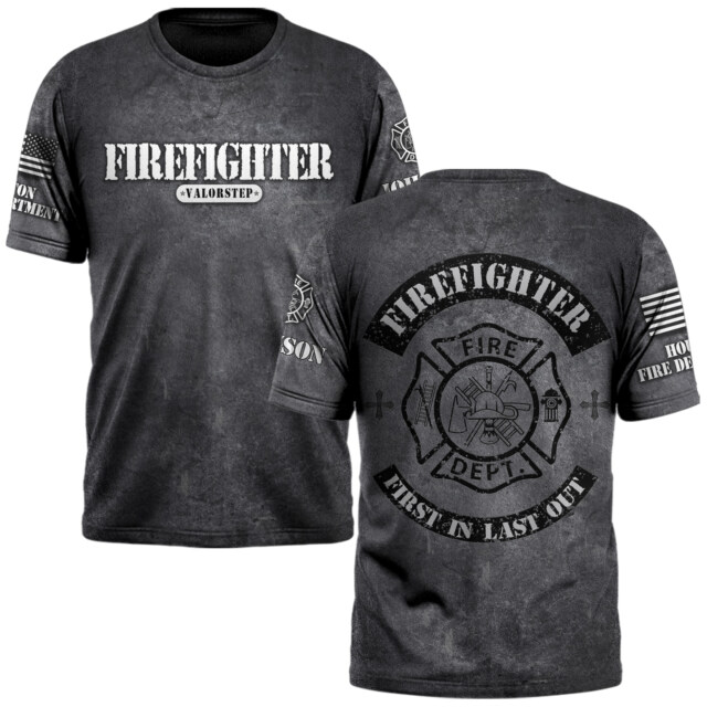Custom Name & Fire Dept Grunge Maltese Cross #DQH0288 - AOP T-shirt