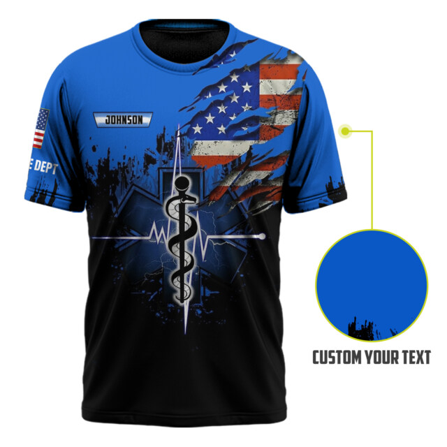 Custom Name & Department EMS Duty Never Ends #DQH0584 - AOP T-shirt