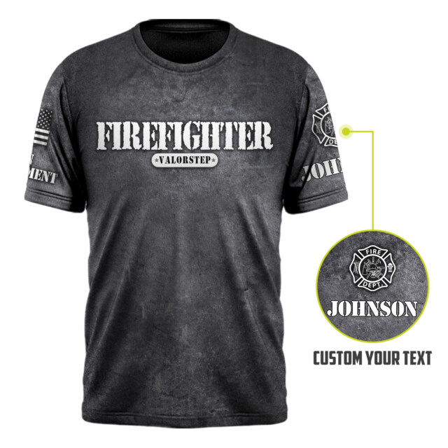 Custom Name & Fire Dept Grunge Maltese Cross #DQH0288 - AOP T-shirt