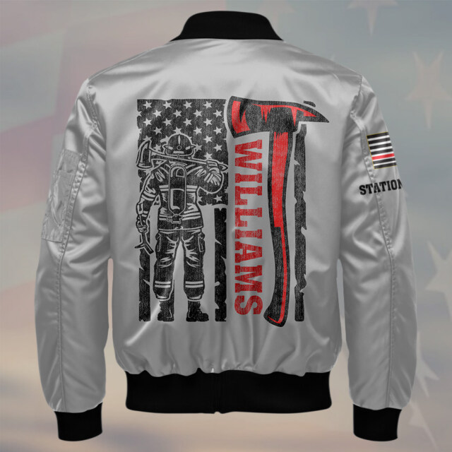 Custom Name & Fire Dept Volunteer Strong – Tillman Axe #DQH0397 - AOP Bomber Jacket