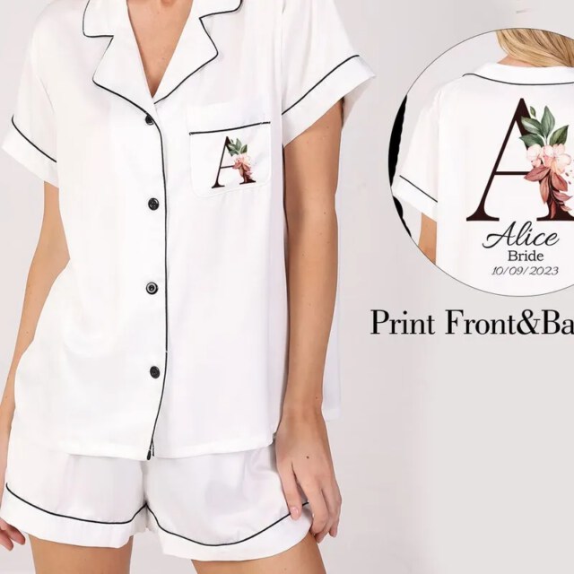 Customized Bride Bridesmaid Set Floral Gift Bridal Satin Pjs Pajamas Pyjamas