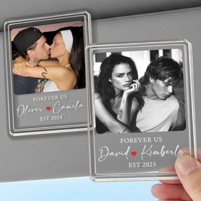 Personalized Visor Clip Custom Photo Couple Drive Car Accessories Safe Honey Gift For Him Her Gifts Valentine