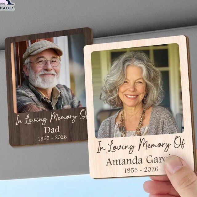 Loss of Father Memorial Gift Personalized Visor Clip Car Accessories Custom Mom Photo Keepsake Sympathy for Remembrance