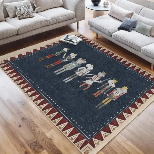 Blue Tin Soldier Nutcracker Christmas Gift Washable Rectangle Rug Housewarming Xmas Runner Non slip Area Rugs
